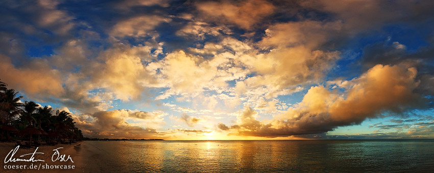 Sonnenuntergang am Strand von Trou aux biches, Mauritius.