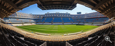 Panorama des Mestalla-Stadions in Valencia, Spanien.