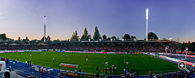 Panorama des Gugl-Stadions in Linz, &Ouml;sterreich.