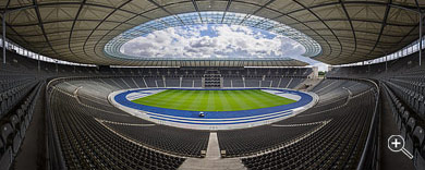 Panorama des Olympiastadions von Hertha BSC in Berlin, Deutschland.