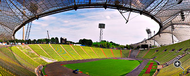 Panorama des Olympiastadions in M&uuml;nchen, Deutschland.