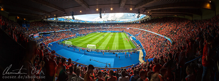 Panorama des Parc des Princes Stadions in Paris, Frankreich.