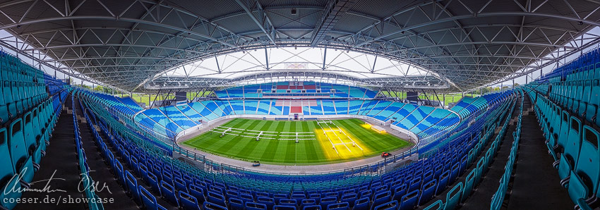 Panorama der Red Bull Arena von Red Bull Leipzig, Deutschland.