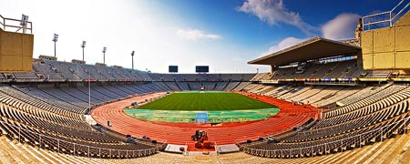 Panorama des Olympiastadions in Barcelona, Spanien