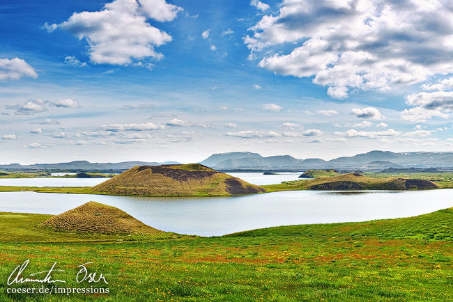 Ein Pseudokrater im Myvatn-See in Island.