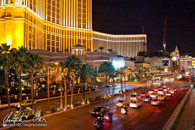 Ansicht des Las Vegas Strip in Las Vegas, USA.